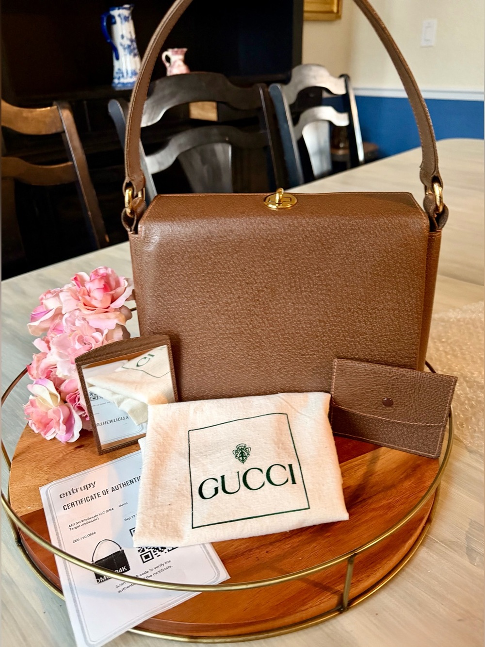 Gucci leather top handle bag mirror pouch 3 Pice dust-bag & COA full inclusion